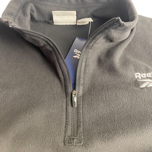 NWT Reebok Mens Polar Fleece Quarter Zip Sweater in Black - Size Small - Picture 5 of 10
